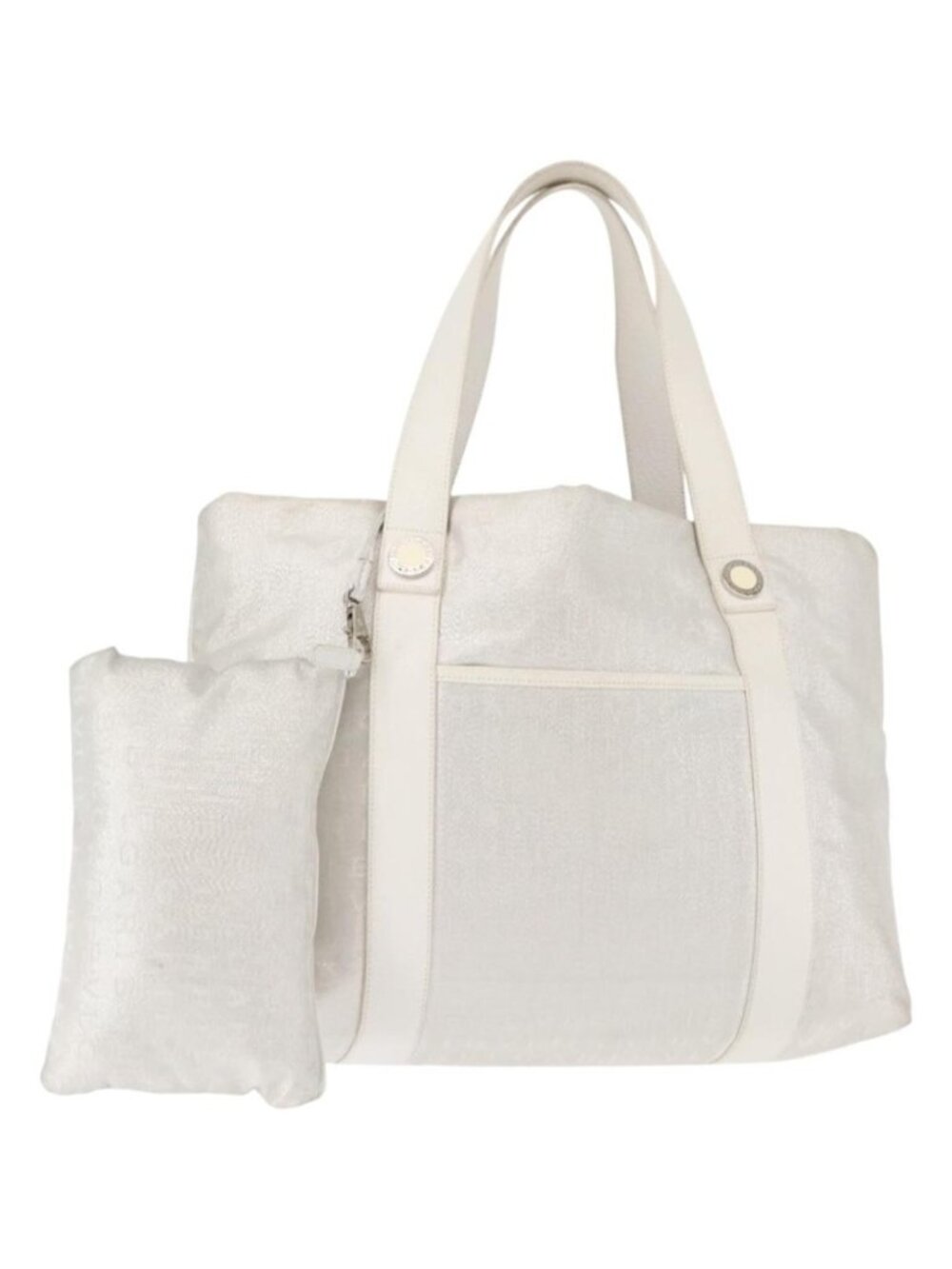 BVLGARI Logo mania Tote Bag Canvas Silver White